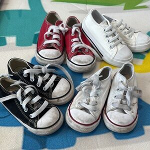 Canvas Sneakers - Black, Red, White lot of 4 pairs of shoes boys size 6 converse